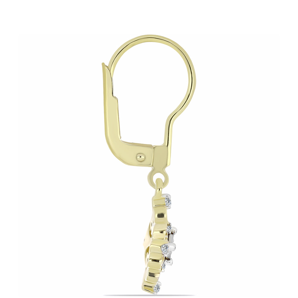 Brincos de Prata com Banho de Ouro com Diamante Branco e Topázio Branco 2 