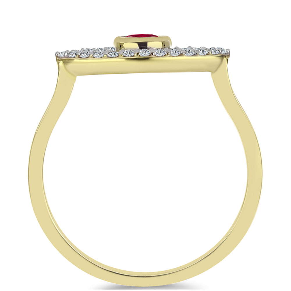 Anel de Prata com Banho de Ouro com Rubi de Madagáscar e Topázio Branco 2 