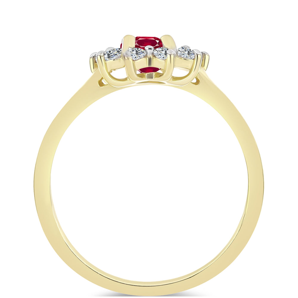 Anel de Prata com Banho de Ouro com Rubi de Madagáscar e Topázio Branco