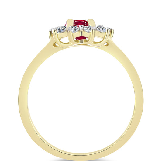 Anel de Prata com Banho de Ouro com Rubi de Madagáscar e Topázio Branco