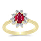 Anel de Prata com Banho de Ouro com Rubi de Madagáscar e Topázio Branco