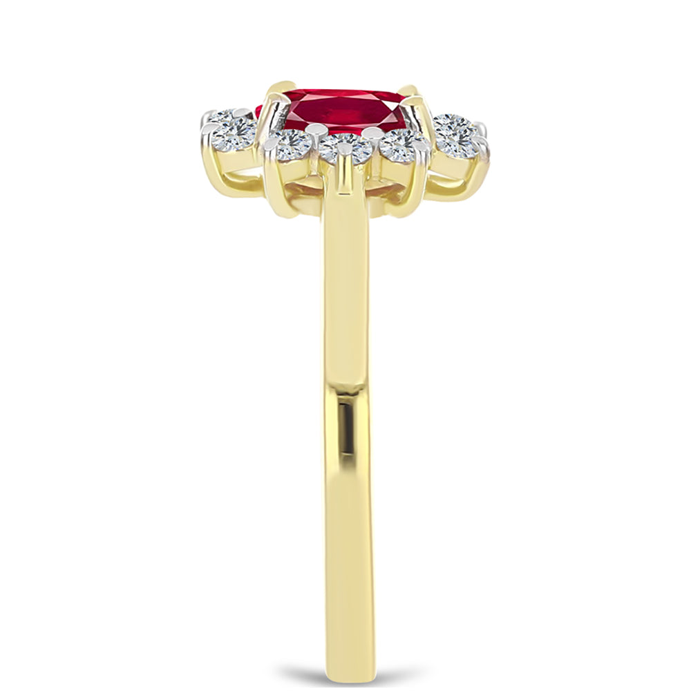 Anel de Prata com Banho de Ouro com Rubi de Madagáscar e Topázio Branco 4 