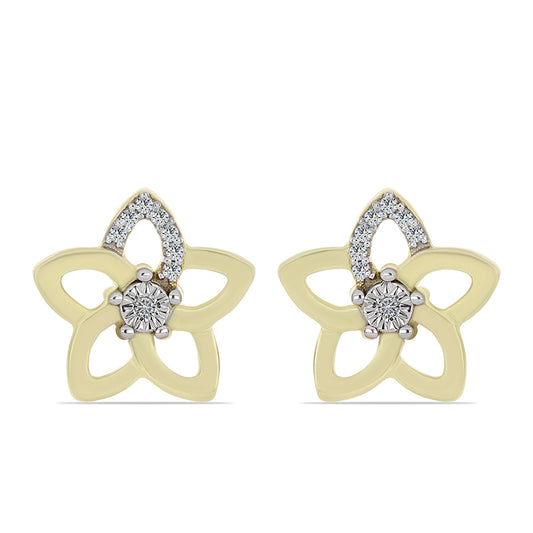 Brincos de Prata com Banho de Ouro com Diamante Branco e Topázio Branco