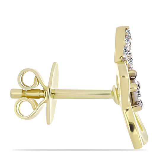 Brincos de Prata com Banho de Ouro com Diamante Branco e Topázio Branco