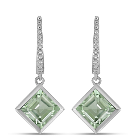 Brincos de Prata com Ametista Verde
