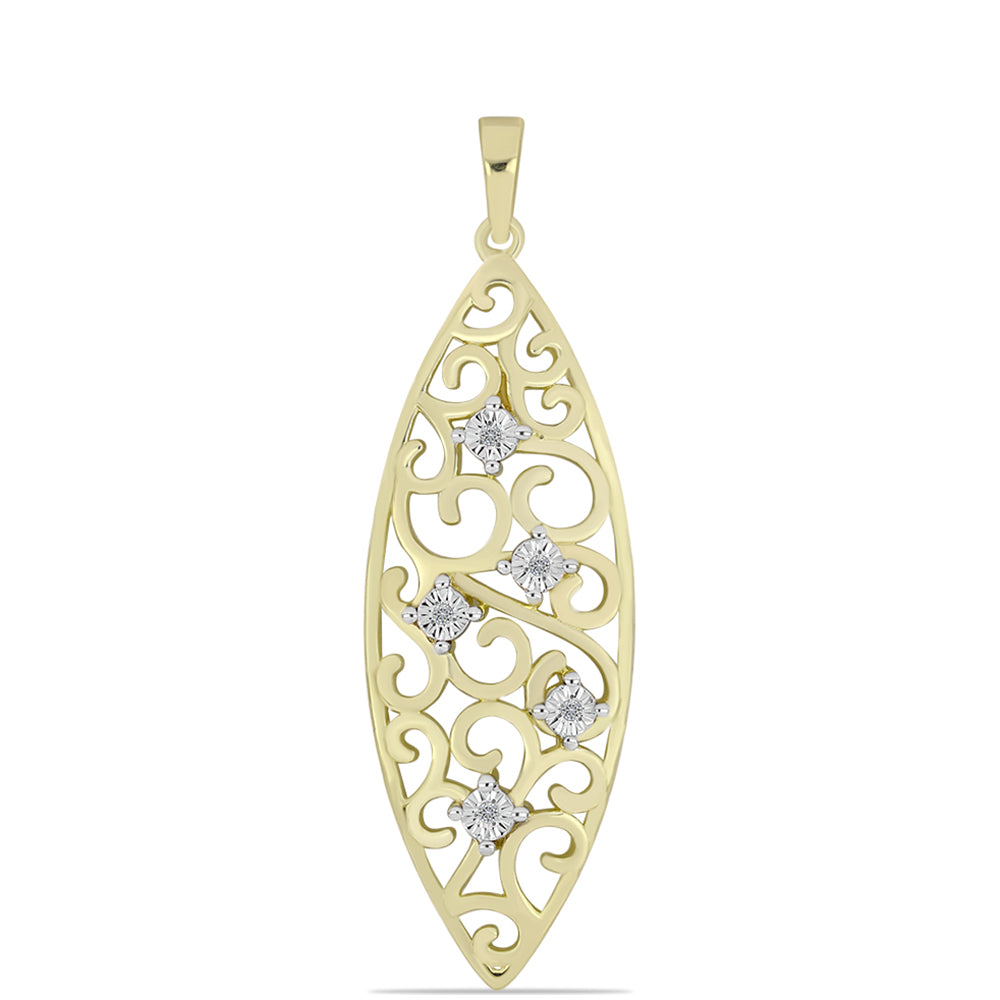 Pendente de Prata com Banho de Ouro com Diamante Branco  Contraste: Cabeca de Veado (800)