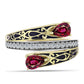 Anel de Prata com Banho de Ouro com Granada de Rhodolite e Topázio Branco  Contraste: Cabeca de Veado (800)