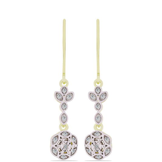 Brincos de Prata com Banho de Ouro com Diamante Branco e Topázio Branco