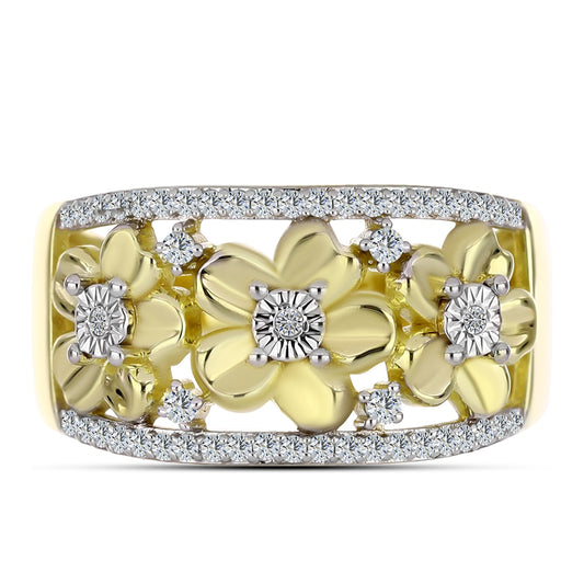 Anel de Prata com Banho de Ouro com Diamante Branco e Topázio Branco  Contraste: Cabeca de Veado (800)