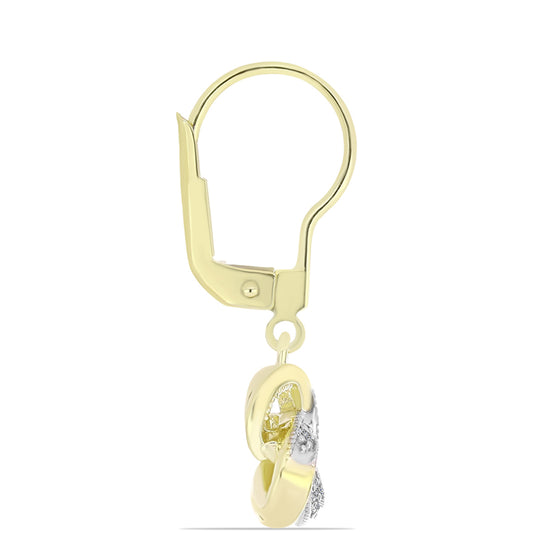 Brincos de Prata com Banho de Ouro com Diamante Branco