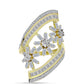 Anel de Prata com Banho de Ouro com Diamante Branco e Zircão Branco  Contraste: Cabeca de Veado (800)