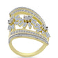 Anel de Prata com Banho de Ouro com Diamante Branco e Zircão Branco  Contraste: Cabeca de Veado (800)