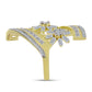 Anel de Prata com Banho de Ouro com Diamante Branco e Zircão Branco  Contraste: Cabeca de Veado (800)