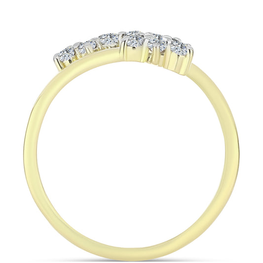 Anel de Prata com Banho de Ouro com Diamante Branco e Topázio Branco  Contraste: Cabeca de Veado (800)