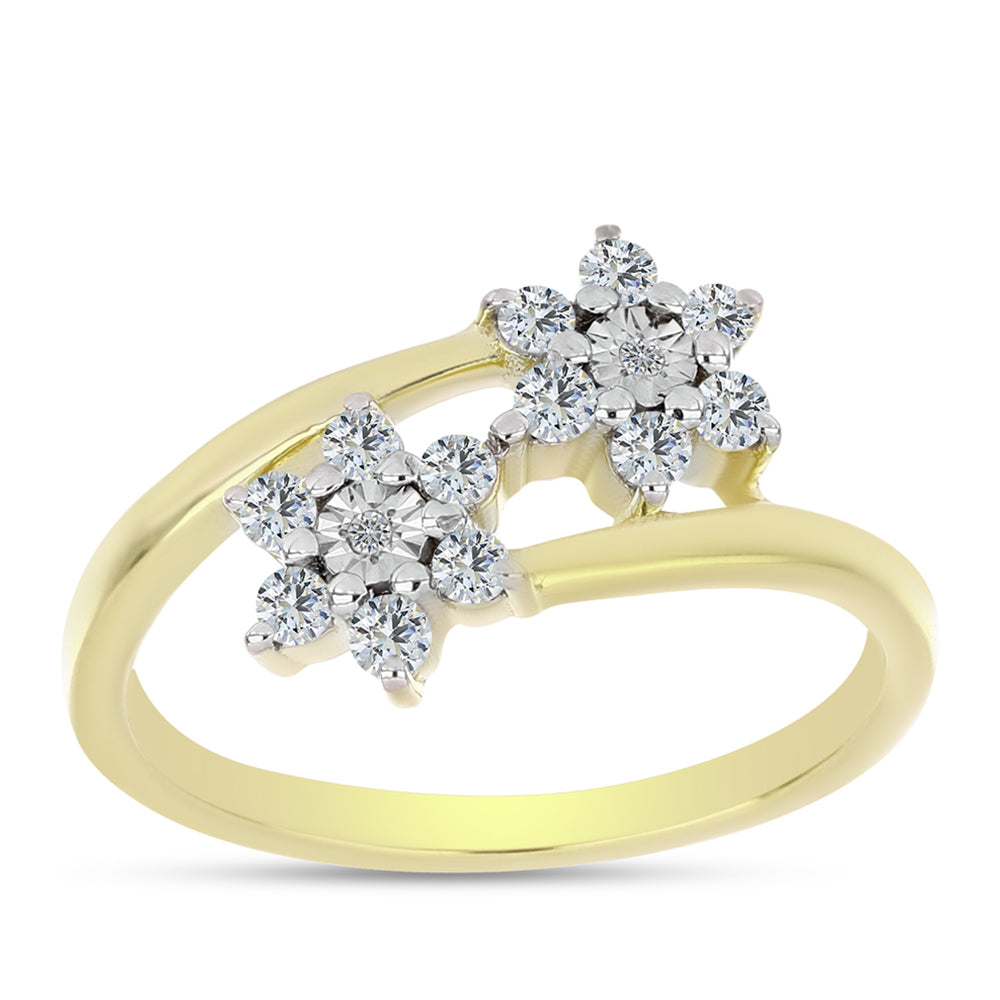 Anel de Prata com Banho de Ouro com Diamante Branco e Topázio Branco  Contraste: Cabeca de Veado (800)
