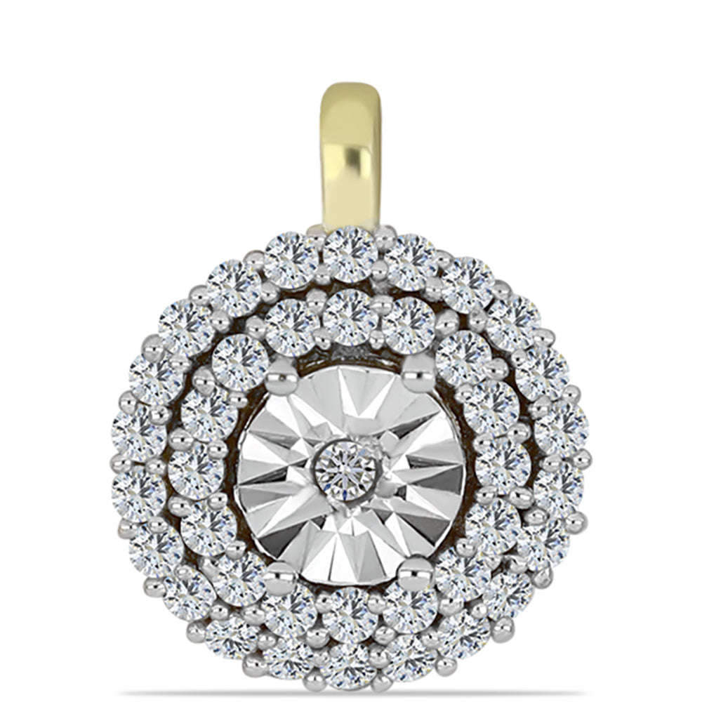 Pendente de Prata com Banho de Ouro com Diamante Branco e Topázio Branco 1 