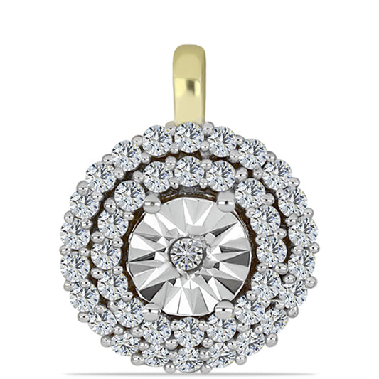 Pendente de Prata com Banho de Ouro com Diamante Branco e Topázio Branco