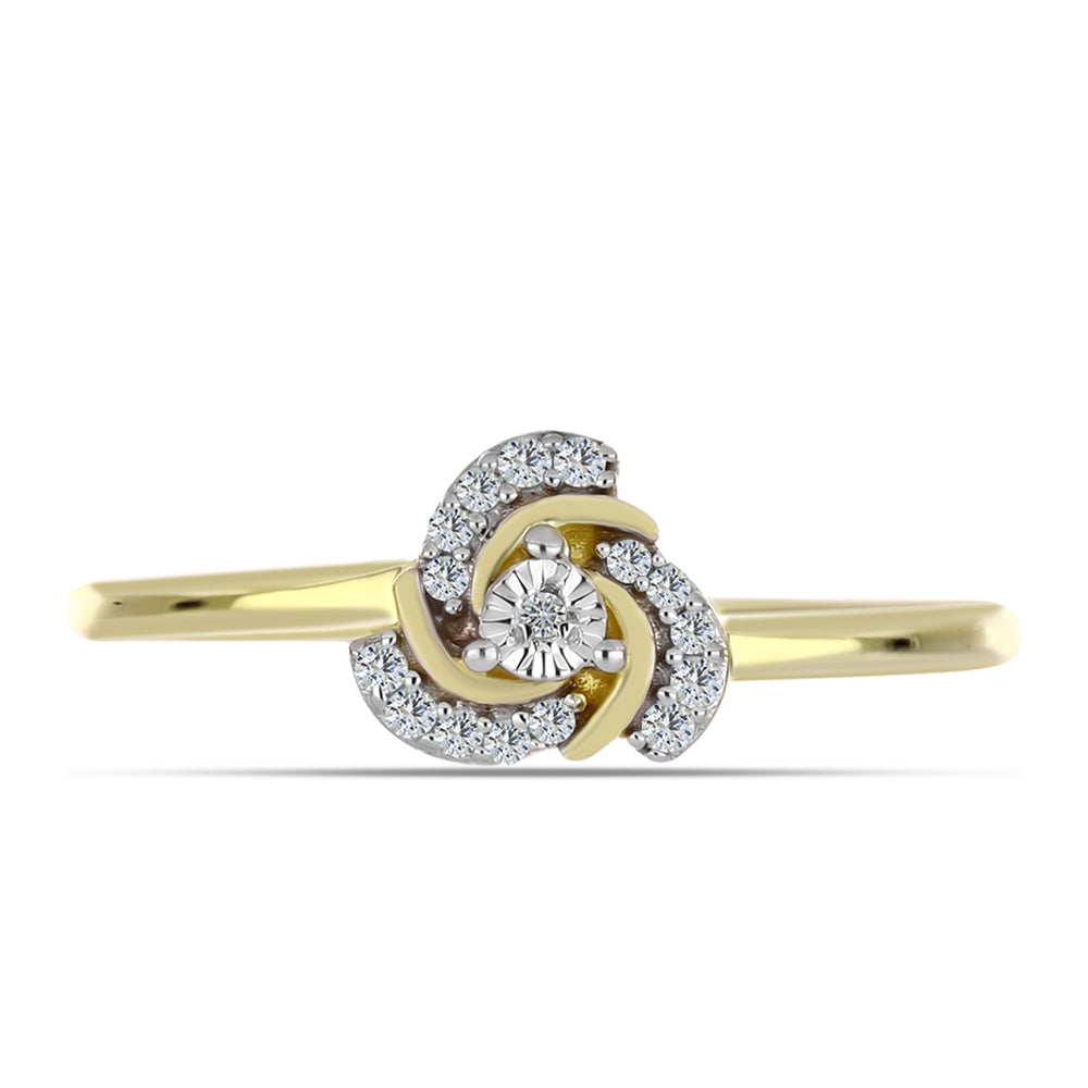 Anel de Prata com Banho de Ouro com Diamante Branco e Topázio Branco 1 