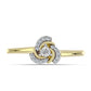 Anel de Prata com Banho de Ouro com Diamante Branco e Topázio Branco