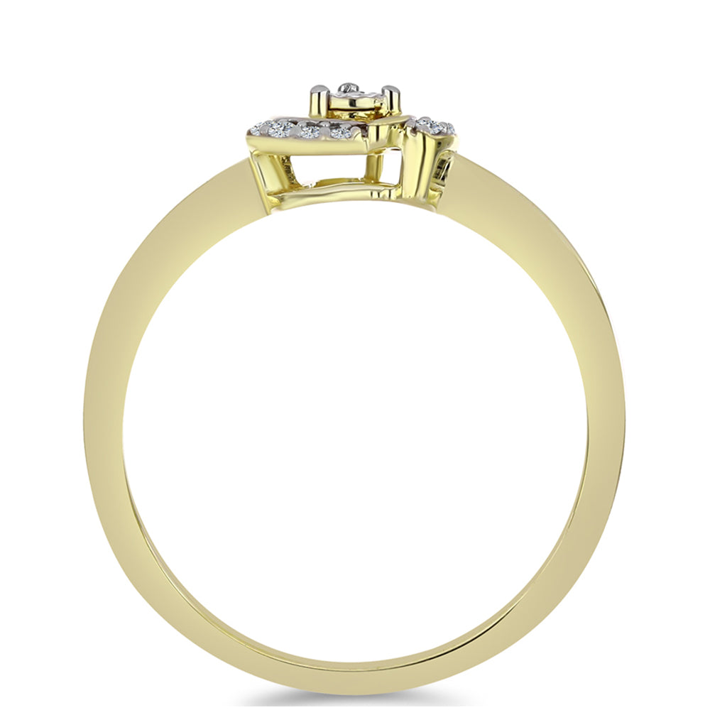 Anel de Prata com Banho de Ouro com Diamante Branco e Topázio Branco 2 