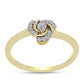 Anel de Prata com Banho de Ouro com Diamante Branco e Topázio Branco