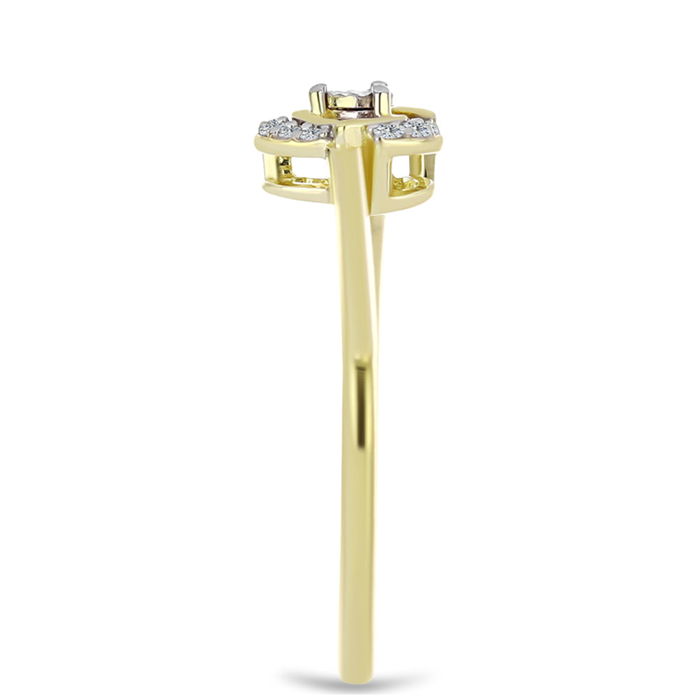 Anel de Prata com Banho de Ouro com Diamante Branco e Topázio Branco
