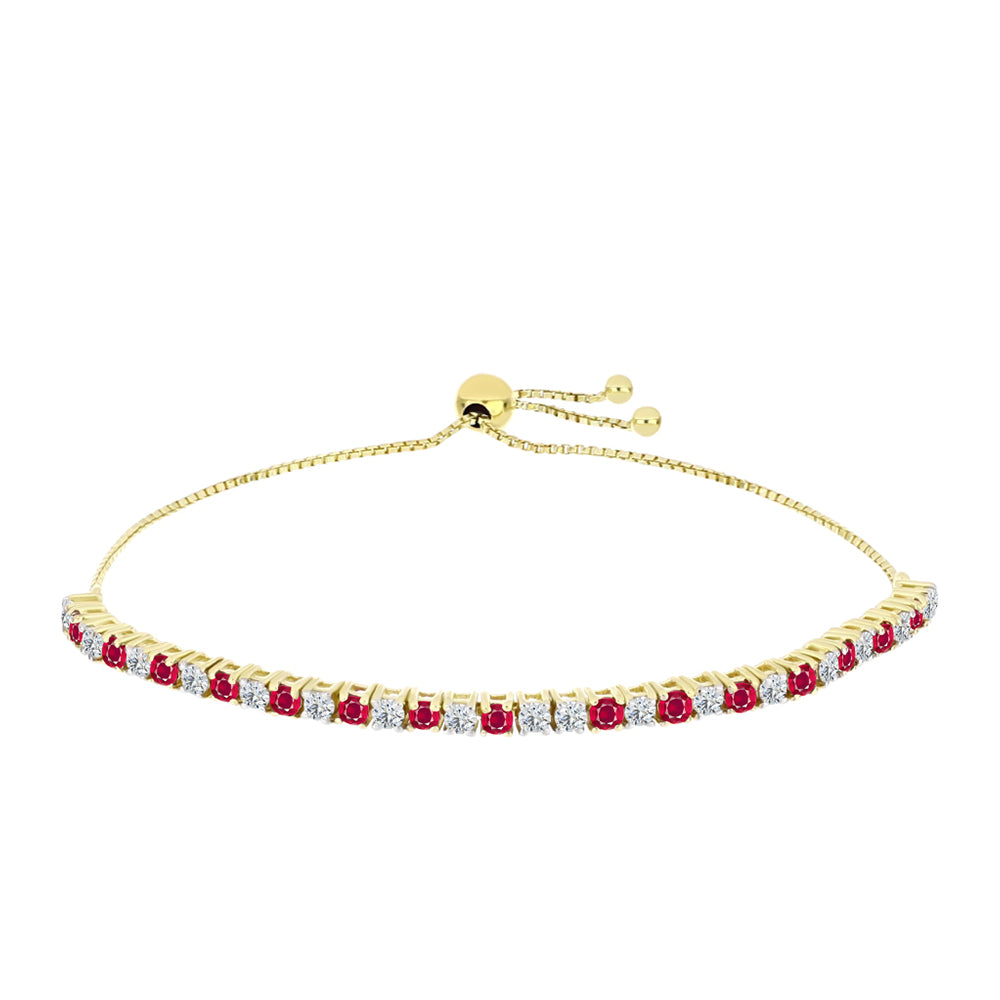 Pulseira de Prata com Banho de Ouro com Rubi de Madagáscar e Topázio Branco  Contraste: Cabeca de Veado (800)