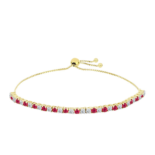 Pulseira de Prata com Banho de Ouro com Rubi de Madagáscar e Topázio Branco  Contraste: Cabeca de Veado (800)