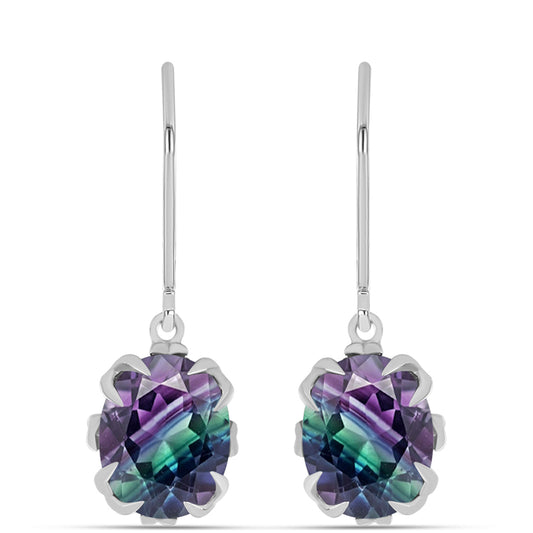 Brincos de Prata com Fluorita Zebra