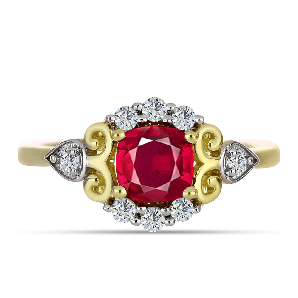 Anel de Prata com Banho de Ouro com Rubi de Madagáscar e Topázio Branco 1 