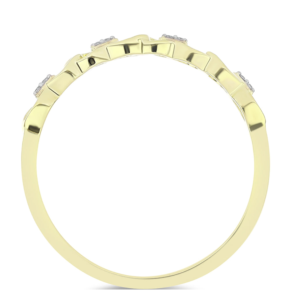 Anel de Prata com Banho de Ouro com Diamante Branco