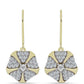 Brincos de Prata com Banho de Ouro com Diamante Branco e Topázio Branco