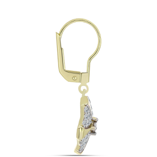 Brincos de Prata com Banho de Ouro com Diamante Branco e Topázio Branco