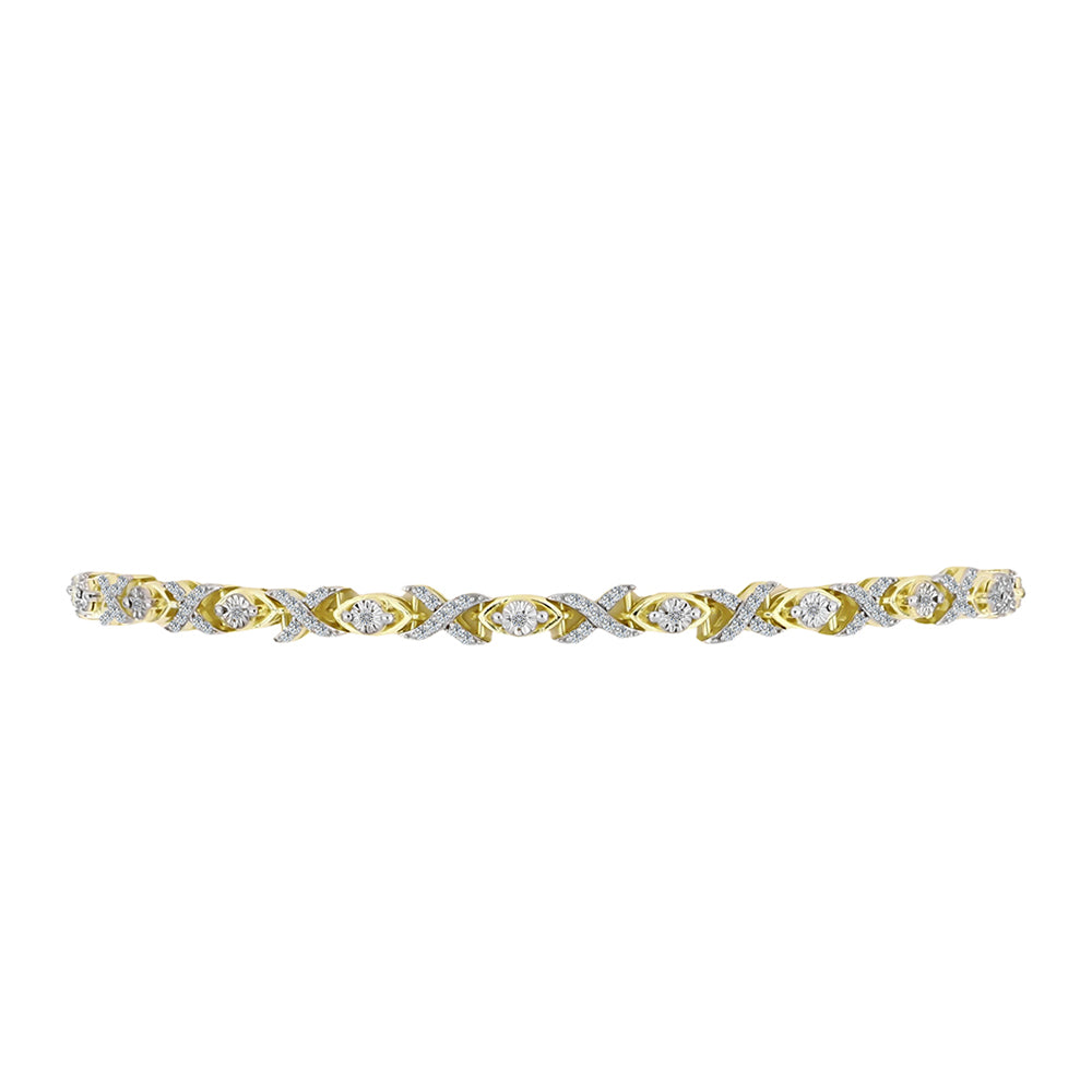 Pulseira de Prata com Banho de Ouro com Diamante Branco e Topázio Branco  Contraste: Cabeca de Veado (800)