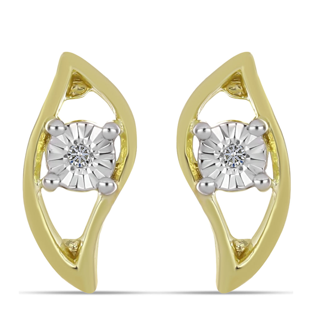 Brincos de Prata com Banho de Ouro com Diamante Branco 1 