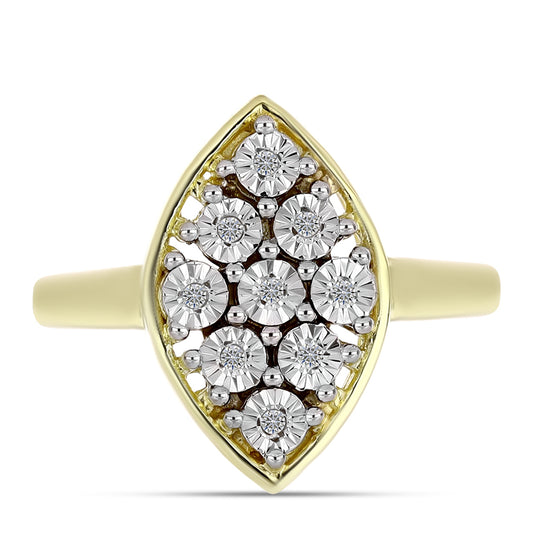 Anel de Prata com Banho de Ouro com Diamante Branco  Contraste: Cabeca de Veado (800)