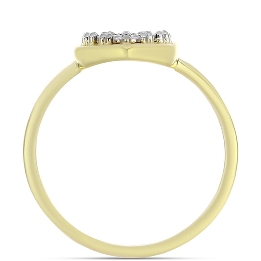 Anel de Prata com Banho de Ouro com Diamante Branco  Contraste: Cabeca de Veado (800)
