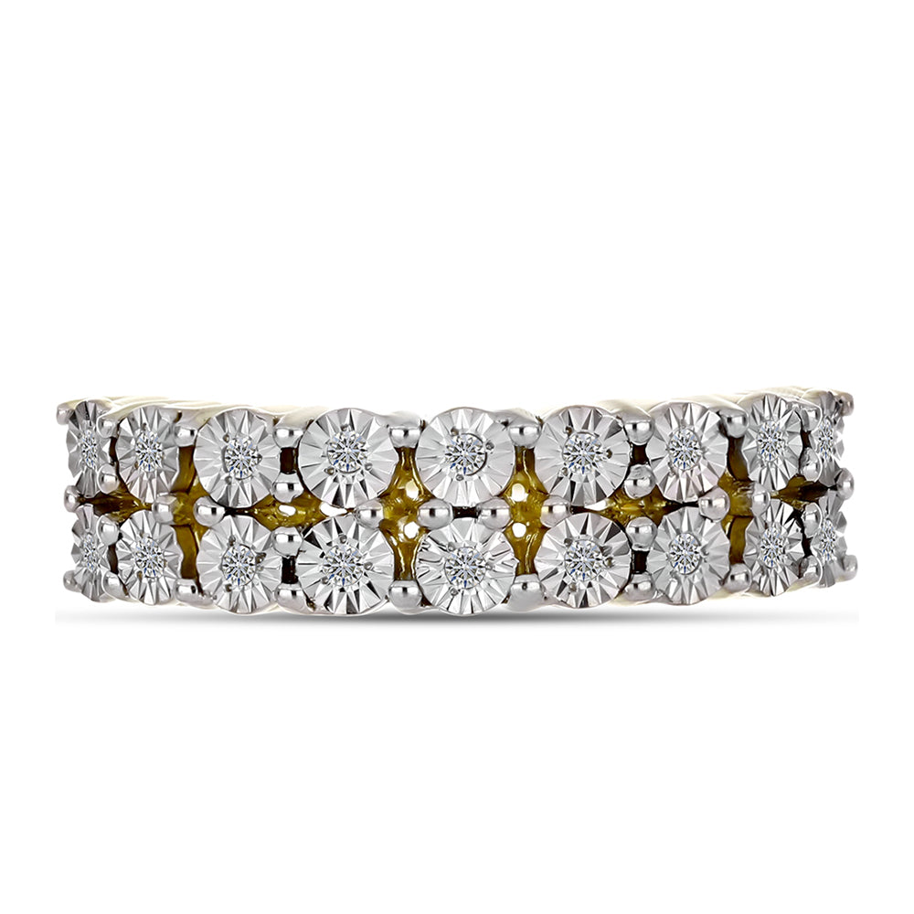 Anel de Prata com Banho de Ouro com Diamante Branco  Contraste: Cabeca de Veado (800)