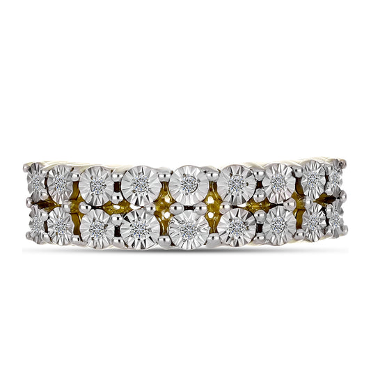 Anel de Prata com Banho de Ouro com Diamante Branco  Contraste: Cabeca de Veado (800)