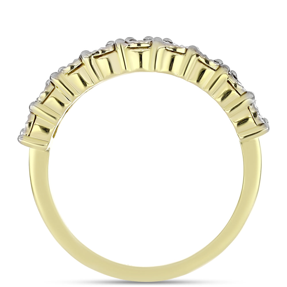 Anel de Prata com Banho de Ouro com Diamante Branco  Contraste: Cabeca de Veado (800) 2 