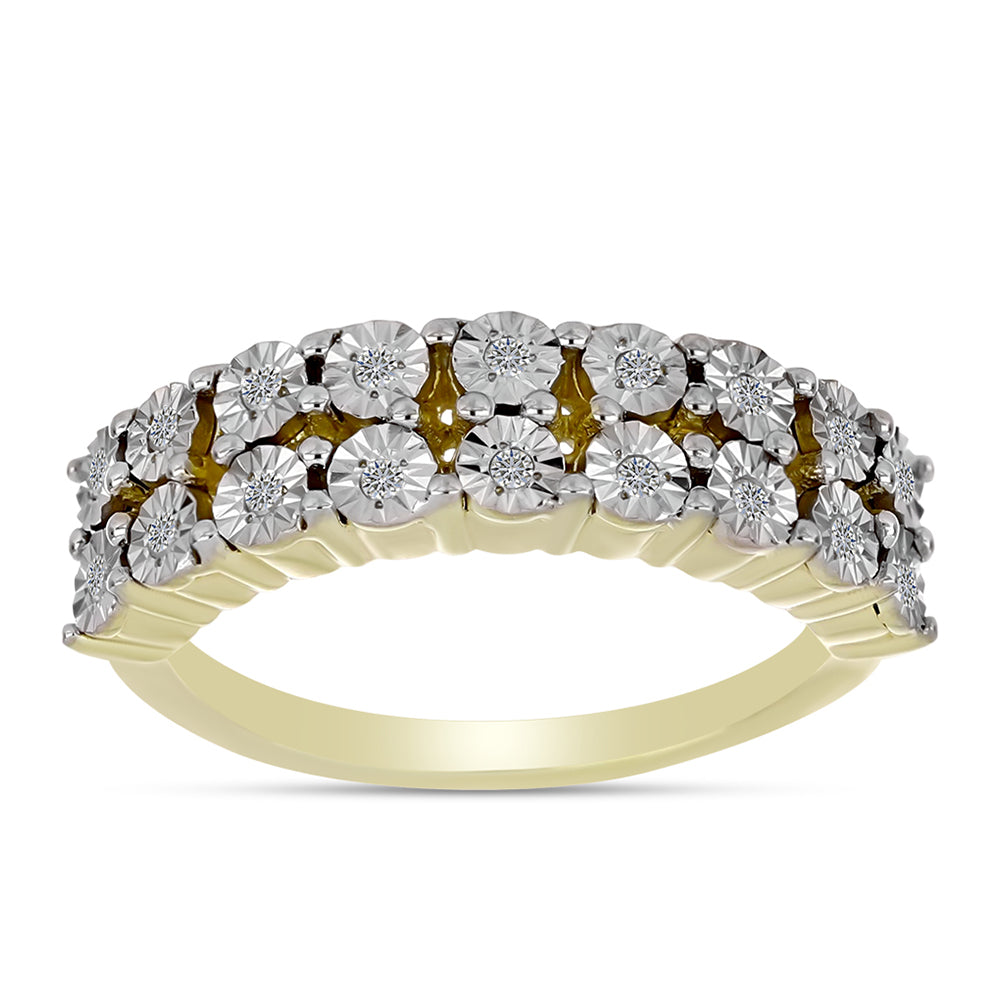 Anel de Prata com Banho de Ouro com Diamante Branco  Contraste: Cabeca de Veado (800)