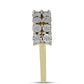 Anel de Prata com Banho de Ouro com Diamante Branco  Contraste: Cabeca de Veado (800)