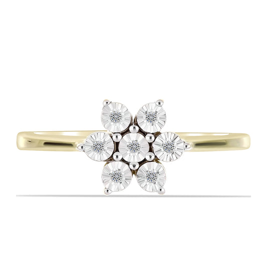 Anel de Prata com Banho de Ouro com Diamante Branco