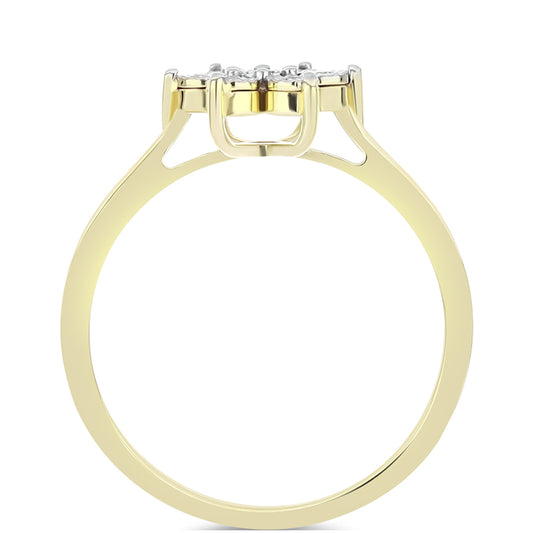 Anel de Prata com Banho de Ouro com Diamante Branco