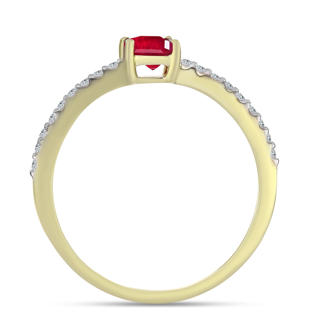 Anel de Prata com Banho de Ouro com Rubi de Madagáscar e Topázio Branco