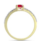 Anel de Prata com Banho de Ouro com Rubi de Madagáscar e Topázio Branco