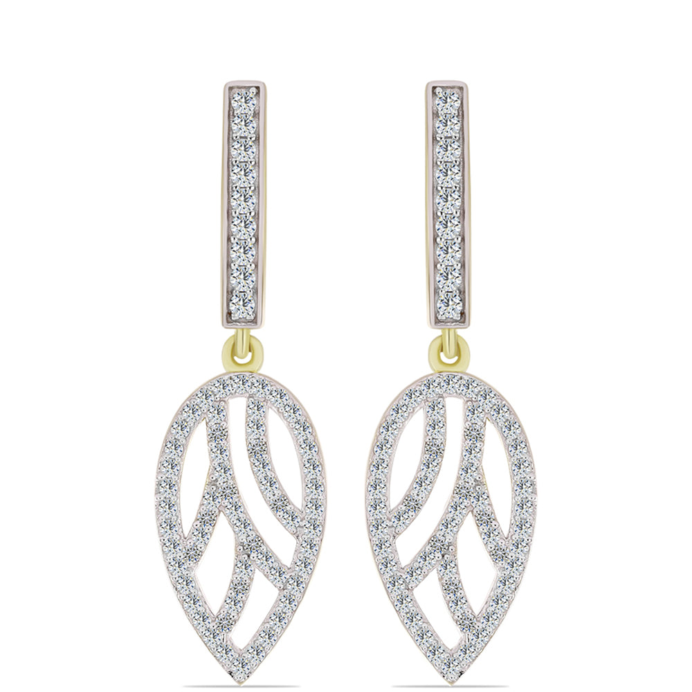 Brincos de Prata com Banho de Ouro com Diamante Branco e Topázio Branco