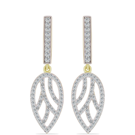 Brincos de Prata com Banho de Ouro com Diamante Branco e Topázio Branco