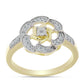 Anel de Prata com Banho de Ouro com Diamante Branco e Topázio Branco  Contraste: Cabeca de Veado (800)