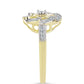 Anel de Prata com Banho de Ouro com Diamante Branco e Topázio Branco  Contraste: Cabeca de Veado (800)